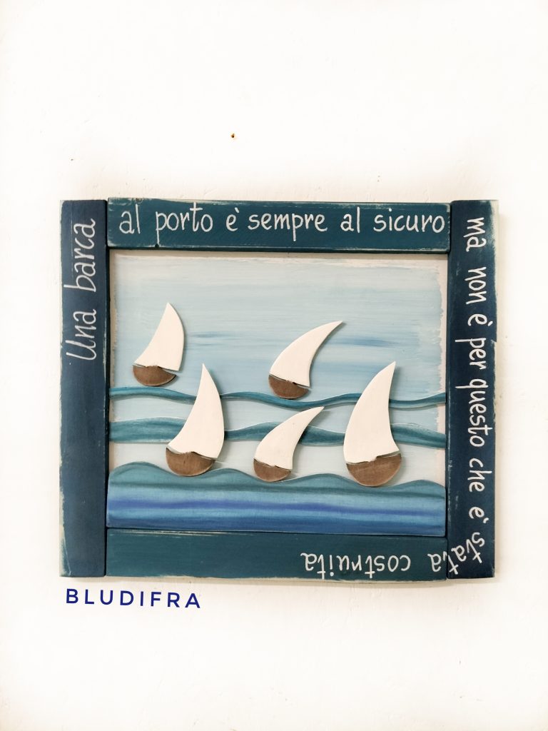 Quadro barche a vela con frase